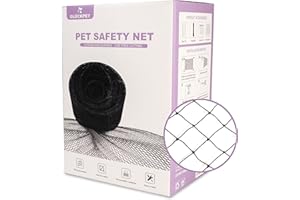 GLÜCKPET Red de Seguridad para Gatos, para Ventanas y Balcones, 4x3 M, Recortable, con Ganchos, Cuerda, Tacos