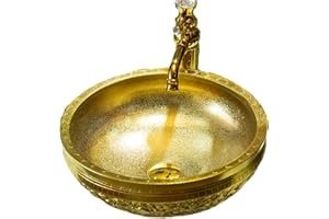 JDZJYBQX Lavabo à poser, en céramique doré et porcelaine, pour salle de bain, bar et petite garde-robe, uniquement 1 lavabo