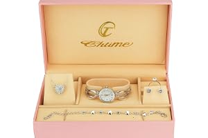 Presentset damklocka – smyckesset – halsband-ring – örhängen – band