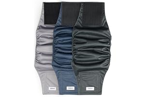 VUNCESSIN Pannolini lavabili riutilizzabili per cani maschi, confezione 3 pz. Fasce pancia premium, fasce per pipì XL altamente assorbenti, per cani incontinenti o in addestramento.