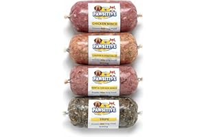 PAWSITIVE RAW FOODS Frozen Raw Dog Food Variety Pack - 24 Rolls (500g Each, 12kg Total) - Includes Chicken, Vegetables, Tripe, Beef Flavours) BARF Diet