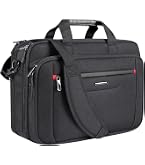 VANKEAN Mallette Ordinateur Portable 17,3 Pouces Extensible Hydrofuge - Sac Bandoulière Voyage Affaires Noir