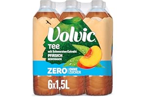 Volvic Tee Zero Pfirsichgeschmack – Erfrischungsgetränk aus Schwarztee-Extrakt mit Pfirsichgeschmack – Ohne Zucker, Kalorien und Konservierungsstoffe – 6 x 1,5 l