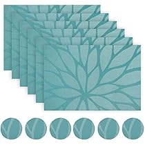 LIFEWEAR Set De Table Lavable Plastique Lot De 4 Sets De Table Antidérapant Dessous De Table Résistant à La Chaleur Rectangulaire Pour Table De Cuisine, S01 Bleu