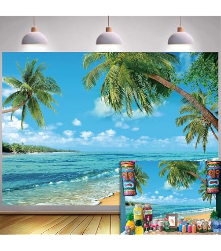 Allenjoy Fotohintergrund Eiscreme & Palmen – 2,4x1,8 M Vinyl, Für Sommer-Partys & Foto-Shootings