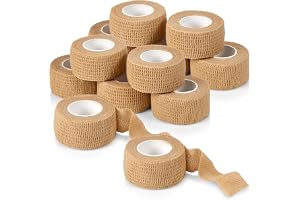 Självhäftande bandage - 1 "x 5 meter per rulle - Förpackning med 12 rullar, elastiskt självhäftande sammanhängande omslag För
