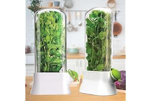 SUQ 2PCS Herb Keeper Contenitore Per Erbe Aromatiche Contenitore, 27 * 13 Cm, Salva Erbe Per Frigorifero, Custode Per Erbe Fresche Per Frigorifero Mantiene Freschi Per 2-3, Conservatore Di Sapore