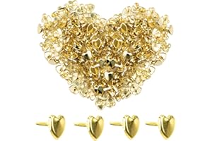 LEIKEDUN 200pcs Mini Herz Brads Papierverschlüsse Splinte Brads Herzförmige Metall Brads Gold Musterklammern Briefklammern für Scrapbooking Papier Briefklammern Basteln Handwerk DIY Kunsthandwerk (Herz,Gold)