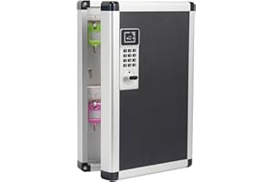 GLOSEN Key Lock Box, Wall Mounted Key Organizer with Digital Code Lock, 24 Hooks Key Cabinet with Combination Lock & Tags 8.46 * 2.55 * 13 inch (Black)