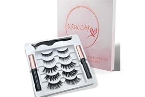 Kruccar Ciglia Finte Magnetiche 3D, 5 Paia di Stili Differenti - Ciglia Magnetiche Con Eyeliner e Pinzetta - Extensions Riutilizzabili, Morbide e Comode Da Indossare - Perfette Per l'Uso Quotidiano