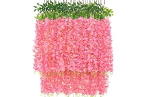 12 st konstgjord blåregn, blommor, girlang, 9,5 m, silke, falska blommor, hängande vinstockar för inomhus, utomhus, hem, träd