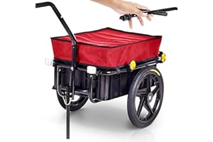 SAMAX Remorque de Vélo Chariot de Transport Haute Traction avec Poignée et Bâche 60 kg 70L Plus de Couleurs Disponibles