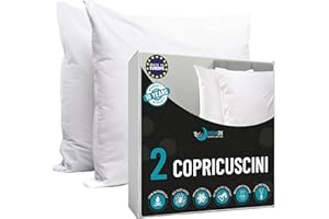 Copricuscini Letto Matrimoniale 50x80 Antiacaro Anallergico Made in EU & OEKO TEX by Dreamzie - Copriguanciale con Cerniera Impermeabili