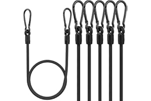 RUGTOL Bungee Cords, 60 cm Upgrade Heavy Duty Bungee Cords with Carabiner Clips 6 Pack, High Strength Black Bungee Rope Elastic Cords with Hooks for Camping, Tarpaulin, Bike Rack, Tent, Car, Outdoor