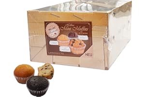 HELLMA Mini Muffins - 60 Stk. Muffins, einzeln verpackt - 3 Sorten - Vorrats-Box - für Hotel, Café, Kiosk und Kliniken