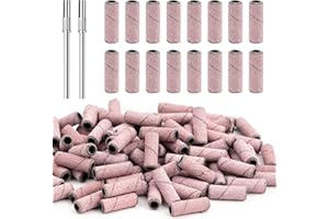 LEIKEDUN 100 Pièces Embouts Ponceuse Manchons, #240 Ongles Bandes de Ponçage Professionnelles Grain pour Perceuse à Ongles Ponceuse Emeri Rouleaux Lime Ongles pour Manucure et Pédicure(Rose Rouge)