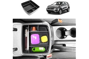 Coleya Caja de Almacenamiento para Apoyabrazos Compatible con Kia Sportage QL 2016-2021 (MT), Bandeja de Reposabrazos, Organizador de Consola Central con Alfombrilla Antideslizante (Negro)