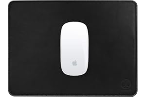 JT Berlin Echtleder Mousepad Kreuzberg (schwarz) - [30x23 cm I Rutschfest I Velour-Unterseite I Handarbeit I Logoprägung & Ziernähte] -10423