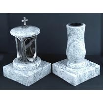 Grablampe Aus Aluminium & Granit – Antikoptik Mit Kreuz, 22 Cm Hoch