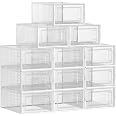 Boite Rangement Pour Chaussures KEFA Lot De 8 Boîtes De Rangement à Chaussures XL Empilables En Plastique Transparent Pour Chaussures De 13 (côté XL, Noir Boite Transparente Pour Chaussures