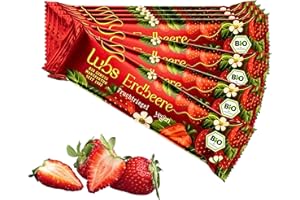 LINECASE Snack Bag - 10x 30g Lubs Bio Fruchtriegel Erdbeere | Bio & Vegan | Fruchtriegel mit frischem Obst| Riegel glutenfrei| Fruchtschnitte