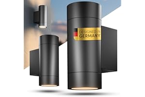 ‎SCANDINAVIAN HOME LYSEA Scandinavian home Aussenlampe Wand 2er Set - Wandleuchte Aussen & Innen mit GU10 Fassung, Außenwandleuchten IP65 - Wandlampe Aussen, Aussenleuchten Hauswand, Außenleuchte Wand - Zweiflammig, Anthrazit