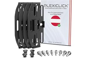 PLEXICLICK® Austria, portatarga senza cornice, invisibile, portatarga senza cornice, colore nero, per la cura del veicolo, targa intercambiabile per auto