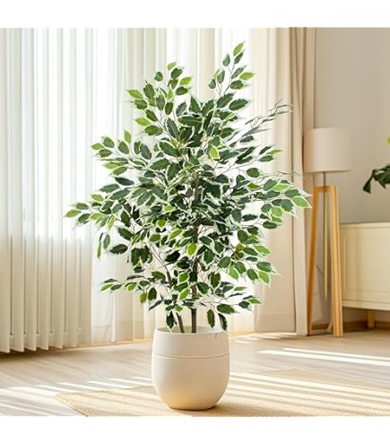 Künstlicher Ficus Benjamini – 90 Cm Hoch, Mit Topf, Kunstbaum Für Zimmerdeko