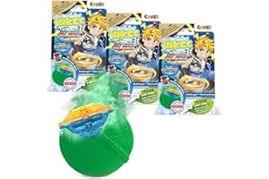INKEE Surprise Blade Toupie de combat - 3x Boules de bain avec Surprise à l'intérieur - 3 mini toupies de combat BLADE - Boules de bain 3x 100g Parfum Chocolat et beurre de cacao, rouge et vert