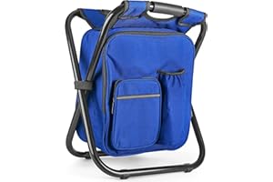 Kikerike Backpack Stool Cooler Chair Heavy Duty 300 LBS Max Load Portable Lightweight Stool Backpack Folding Fishing Cooler Seat for Camping Hunting Fishing - Dark Blue