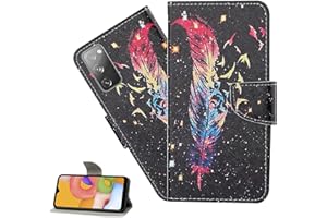 LEMAXELERS Custodia Samsung Galaxy A32 5G Cover Portafoglio,Galaxy A32 5G Custodia Pittura colorata Wallet Shock-Absorption Magnetica Supporto Protettiva Cover Leather Flip Cover,XC4 Feather
