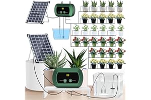 ANKWAY Solarny system nawadniania, system nawadniania kropelkowego, zasilany energią słoneczną, zestaw do nawadniania kropelkowego z czujnikiem wody, urządzenie do samodzielnego nawadniania z timerem, do