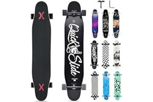 Opurtdor Longboard Skateboard Adulto,117x23 cm Monopatin Long Arce de 8 Capas con Rodamientos ABEC-11, Ruedas con Luz LED,Completo Longboard Cruiser Apto para Principiantes Niñas Niños Adolescentes