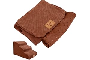 Myiosus Waterproof Dog Stairs Cover, 3-Steps Removable & Washable Dog Ramps Cover, Brown, Size 57 x 40 x 40 cm