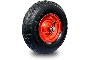Elkoza® 1x13" 4.00-6 12mm 2PR 320X100 Pneumatic Wheelbarrow Wheels Sack Truck Trolley Wheel Solid Premium Quality Tyre Complete for Garden Heavy Duty Trolley Barrow Truck Replacement Wheelbarrow Wheel