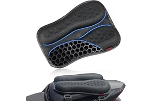 SKYJDM Foldable Passenger Motorcycle Gel Rear Seat Cushion, 3D Honeycomb Structure Shock Absorption & Breathable Motorcycle Gel Seat Rear Pad for Long Rides (S), Black