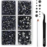 Beadsland Hotfix Strass,Anthracite,6 Assorted Sizes,4000 Pcs | SS6-SS30 Iron-on Strass for Clothing, Rhinestones, Grey Rhines