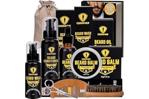 CEENWES Kit Barba Hombre 10 en 1 Kit Cuidado Barba Hombre Regalos para Hombre Aceite de Barba, Cepillo para Barba, Peine para Barba, Peine para Modelar y Tijeras para Bigote