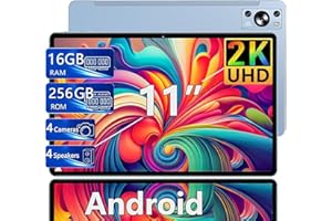 Dghrti Tablet 11 Pulgadas 16GB RAM+256GB UFS ROM(1TB TF), 2K Pantalla 2000 * 1200 UHD, Android, WiFi 5G, BT 5.0, 8 Cores, 4 Altavoces, 8600mAh, 13MP+5MP, Cuerpo Metálico, Azul