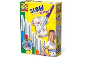 ‎SES CREATIVE SES Creative | Blow Airbrush Textil-Airbrush Filzstifte | 7 Kräftige Farben | Einfach zu verwenden und abwaschbar | Kinder-Textil-Zeichen-Set | Stoffblasfilzstifte | Kreative Aktivität Ab 5 Jahren