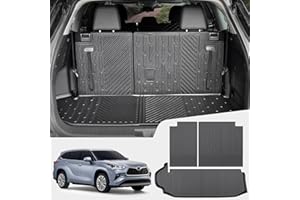 OUSUWO Cargo Mat for Toyota Highlander 2020-2023, Floor with Seats Back Protector, Custom Fit Trunk Liner Full Set Mats 2023 2020 2021 2022 2024(Cargo Mat+Backrest Mat) (C101)