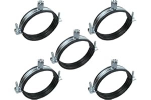 AERZETIX - Set di 5 - Fascette isofonico - supporto di fissaggio con guarnizione - per tubo Ø3'' 83-91mm - DIN EN 10111 - in acciaio zincato - da avvitare М8 - C49889