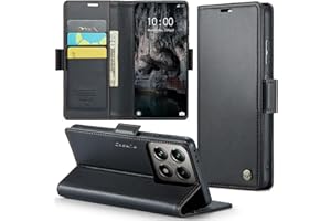 Rerzoiro Mobile Phone Case for Xiaomi 14T Pro Case, Premium PU Leather Case Foldable Flip Case [RFID Blocker] Pocket Magnetic Card Slot Flip Case Protective Case for Xiaomi 14T Pro, Black