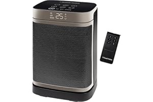 Russell Hobbs Space Heater in Black & Gold 1500W Silent Portable Oscillating Ceramic Electric Heater, Low Energy Digital Display, 4 Modes, 24hr Auto Timer, Overheat Protection, RHCH2001G