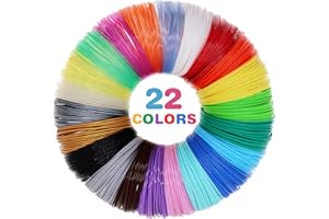 3D Pen/3D Printer Filament, 22 Colors 1.75mm PLA Filament Pack,High-Precision Diameter Filament, Each Color 10 Feet, Total 220 Feet, Pack with Extra Gift 2 Finger Caps by MIKA3D