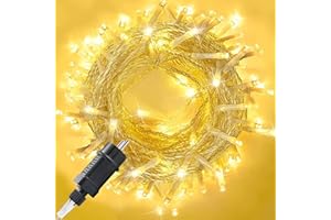 MOLVCE Łańcuch świetlny na zewnątrz, 10 m, 100 diod LED, na choinkę (31 V) z timerem, funkcją pamięci, 8 trybów, wodoszczelność IP44, na Boże Narodzenie, imprezę, wesele, Halloween, do ogrodu, ciepła