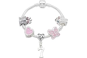 Jewellery Hut 7th Birthday Silver Plated Charm Bracelet for Girls with Gift Box