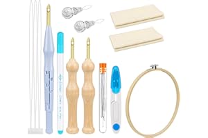 Dreamtop 22 PCS Kit Punch Needle Reglable, Stylos à broder réglables Punch Needle Kit Enfant e Débutantadulte pour Artisanat de Broderie DIY Cadeaux Brodés