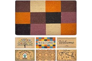 LUA VIKA Felpudo Entrada casa Originales - Cuadros - 40x70 cm - Alfombra Entrada casa Exterior e Interior - Felpudo Coco - Resistente y Antideslizante
