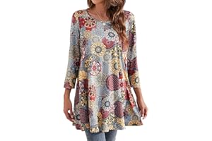 Enmain Maglietta a Maniche Lunghe con Girocollo da Donna Tunica Top Casual Camicette Maglietta Donna Lunga